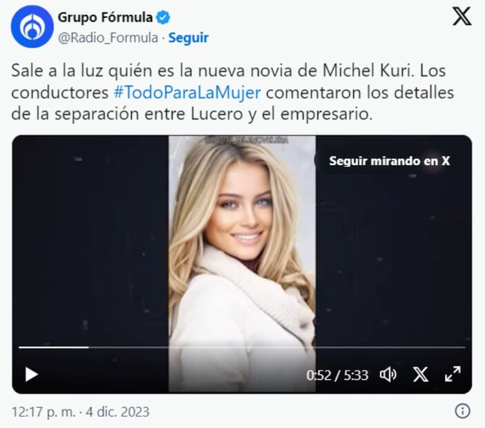 La joven relacionada con Michel Kuri, ex de Lucero / Captura de pantalla