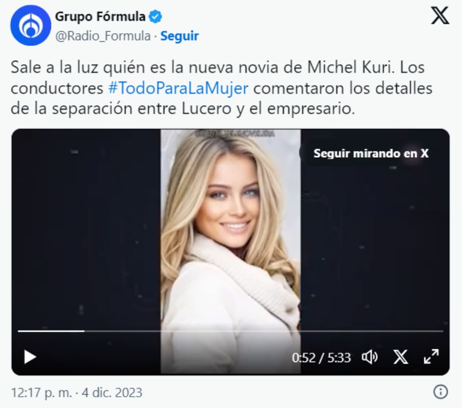La joven relacionada con Michel Kuri, ex de Lucero / Captura de pantalla