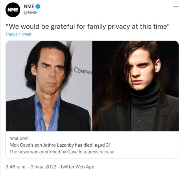 A Nick Cave le siguen las tragedias: muere otro de sus hijos a los 31 años 
