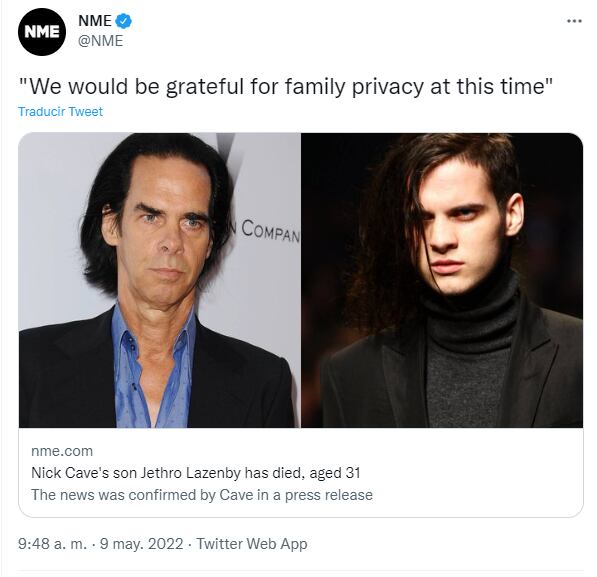 A Nick Cave le siguen las tragedias: muere otro de sus hijos a los 31 años 