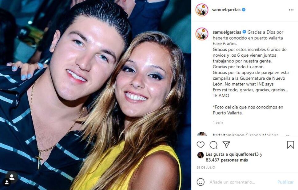 Samuel García felicita a Mariana Rodríguez por su cumpleaños: “Yo sé que no solo te debo 28 millones”