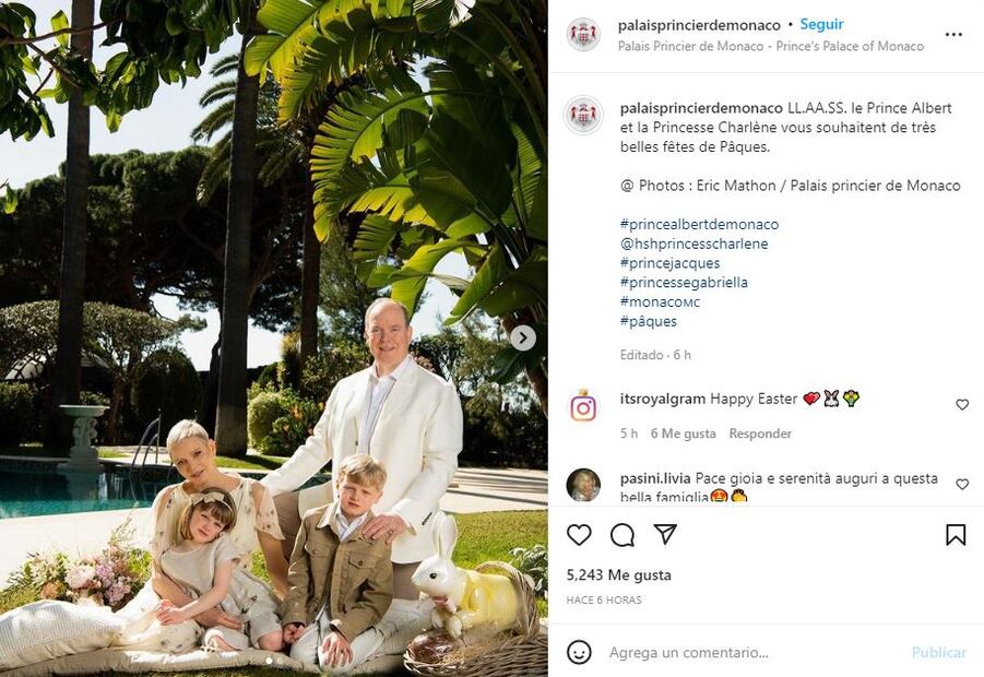 Charlene de Mónaco reaparece en foto familiar por Pascua