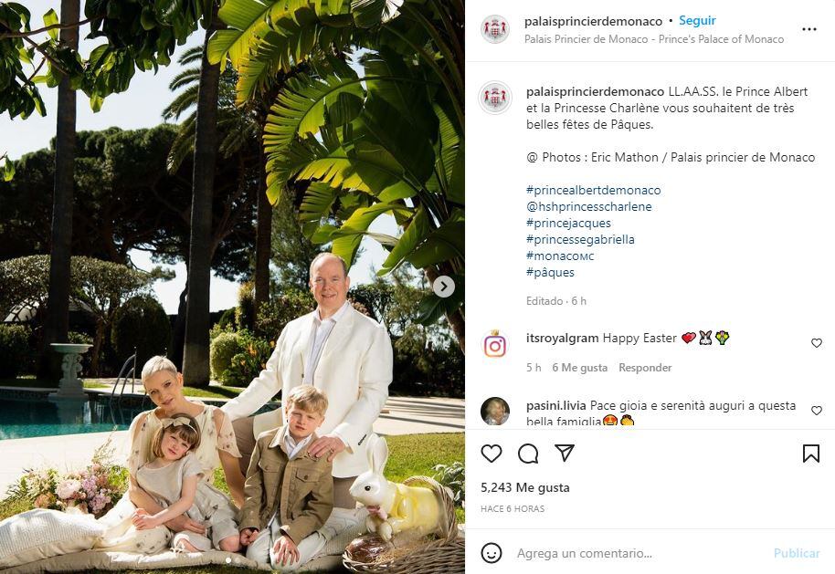 Charlene de Mónaco reaparece en foto familiar por Pascua