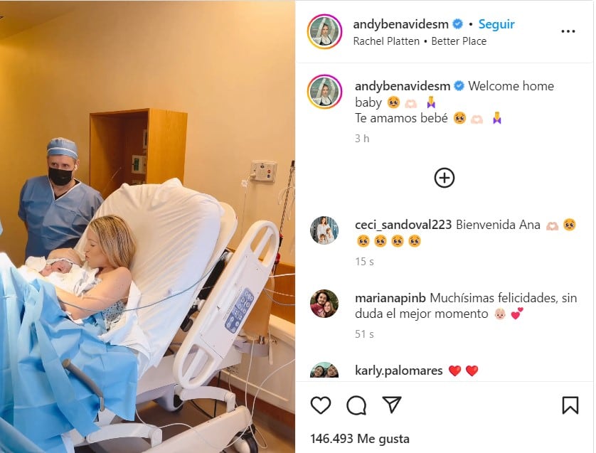 Nace la cuarta bebé de Andy Benavides ¡se llama Anna!