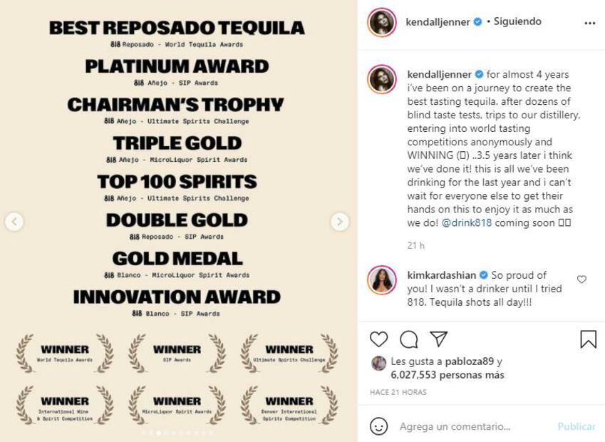 Kendall Jenner lanza su marca de tequila 818