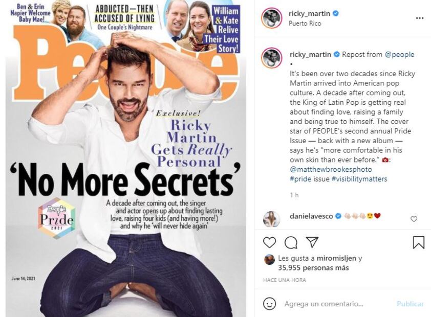 Ricky Martin se siente más cómodo que nunca en su propia piel a 11 años de salir del clóset