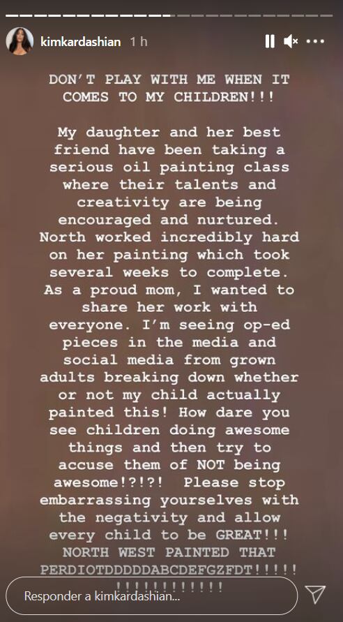 Kim Kardashian estalla y defiende la pintura de su hija North