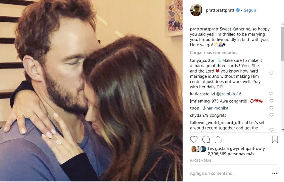 Chris Pratt y la hija de Arnold Schwarzenegger, anuncian su compromiso 