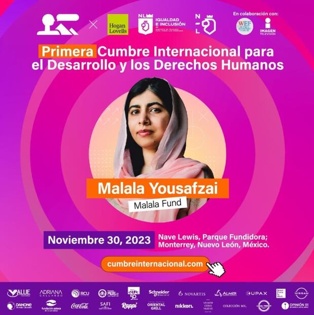 Malala Yousafzai en la Primera Cumbre Internacional para el Desarrollo y los Derechos Humanos / Instagram