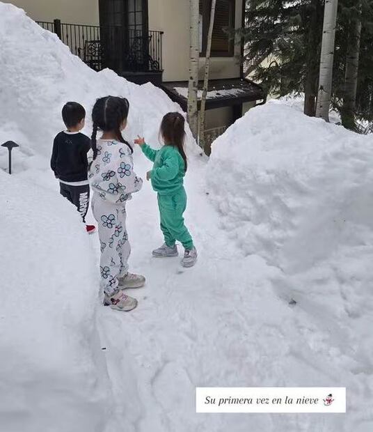 Los hijos de Claudia Álvarez y Billy Rovzar por primera vez en la nieve / Foto: Instagram