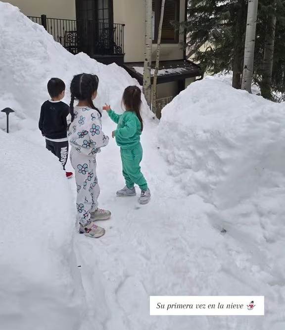 Los hijos de Claudia Álvarez y Billy Rovzar por primera vez en la nieve / Foto: Instagram