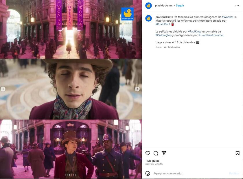 Algunas fotos de la nueva película "Wonka" / Instagram