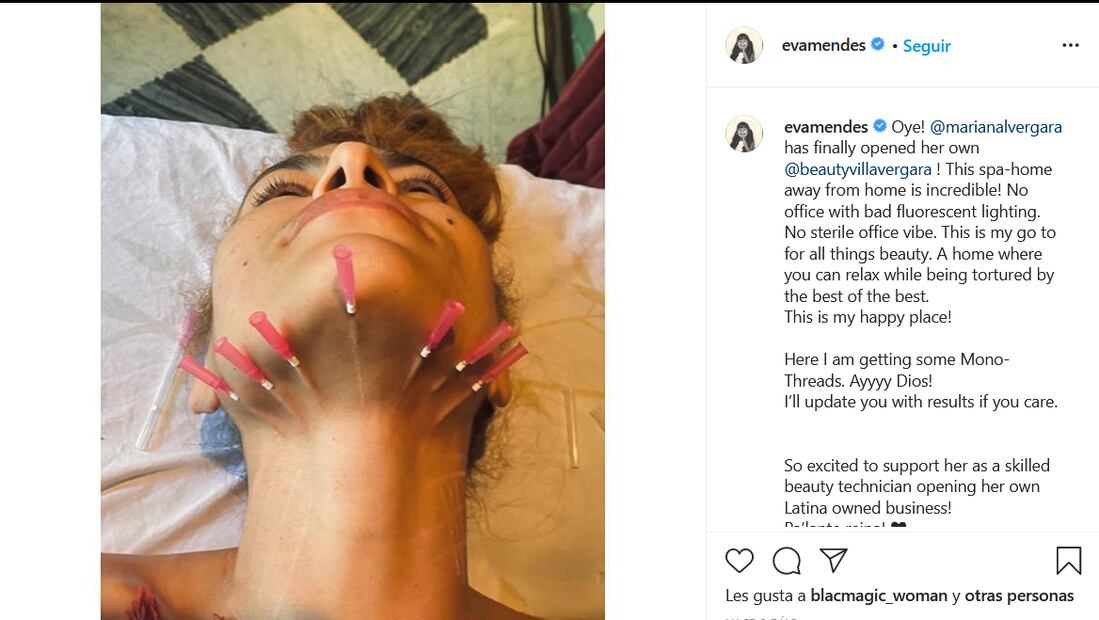 Eva Mendes impacta con tratamiento de belleza de 7 jeringas