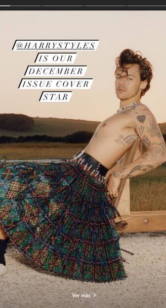 Harry Styles con vestido Gucci y crinolina: el primer hombre que posa para Vogue