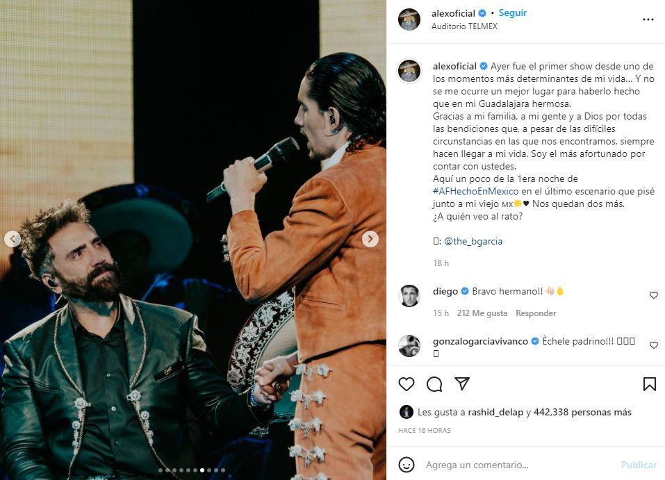Alejandro Fernández da su primer concierto tras la muerte de su papá