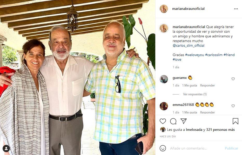 Carlos Slim posa recuperado y sonriente con amigos