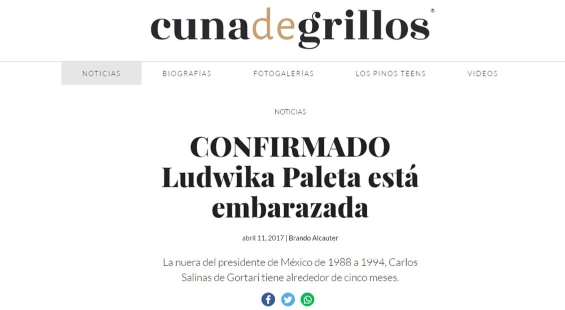 Confirman segundo embarazo de Ludwika Paleta