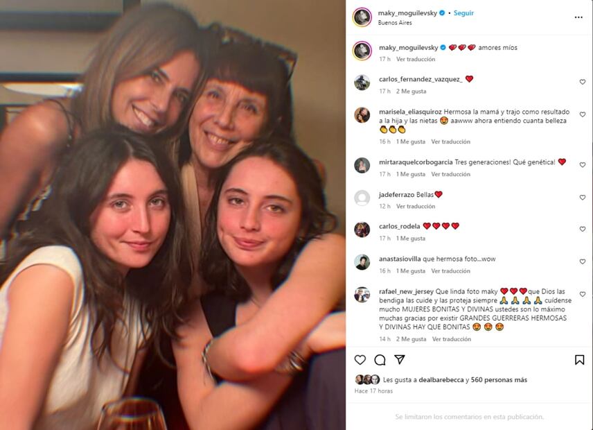 Juan Soler y Maky Moguilevsky junto sus hijas / Instagram