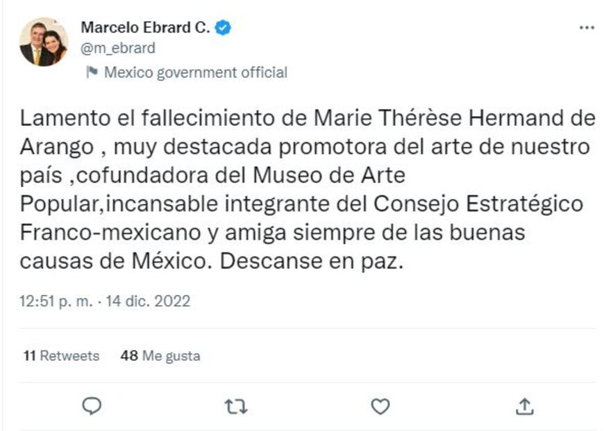 Muere Marie Thérèse Arango, fundadora de la Asociación de Amigos del Museo de Arte Popular