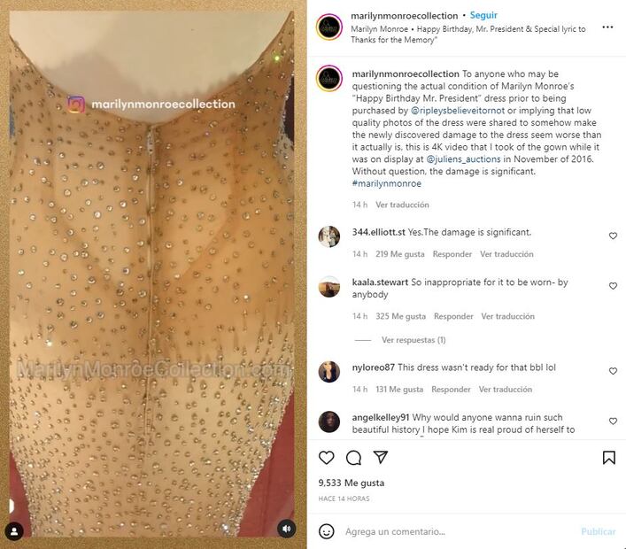 Kim Kardashian: Las fotos del daño que le hizo al vestido de Marilyn Monroe