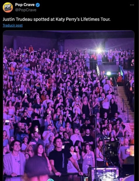 Justin Trudeau en el concierto de Katy Perry / Foto: Especial