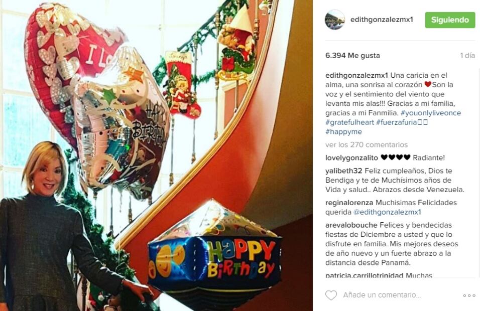 Edith González celebra su 52 aniversario de vida
