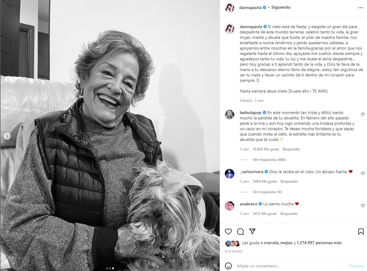 Danna Paola se hace un tatuaje en memoria de su abuelita Chelo