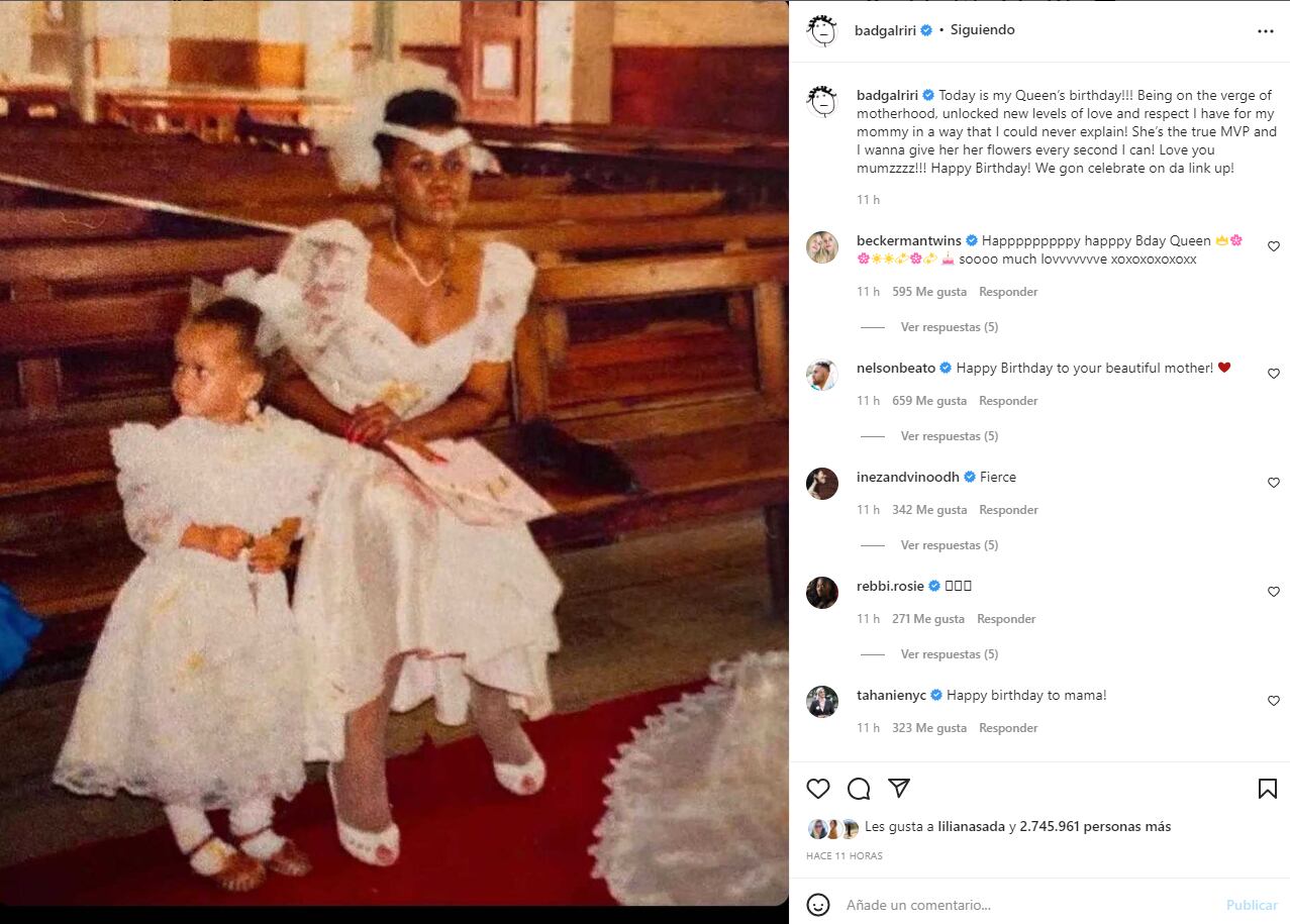 Rihanna celebra el cumpleaños de su mamá con emotiva foto de su infancia