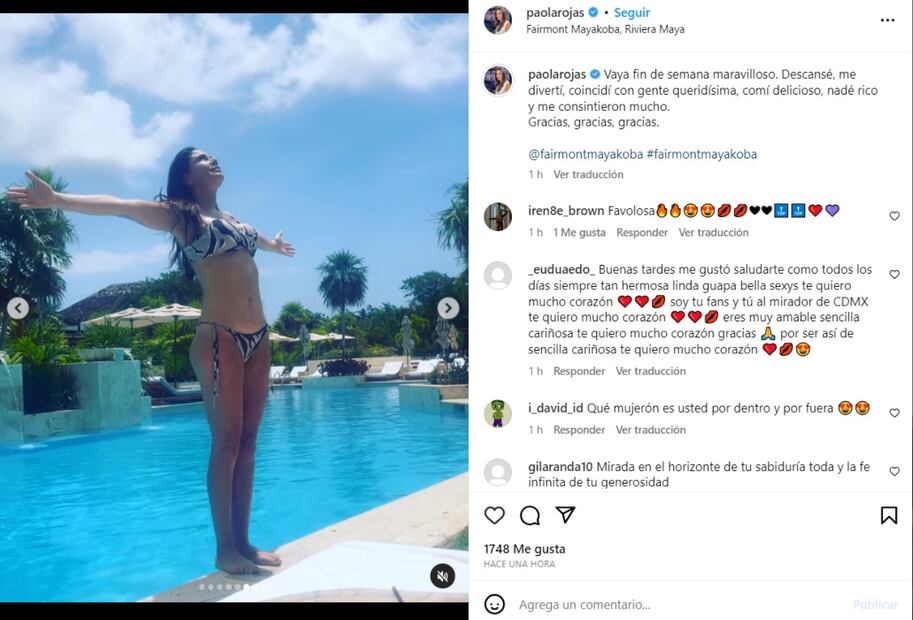 Paola Rojas disfrutando de sus vacaciones / Instagram: @paolarojas