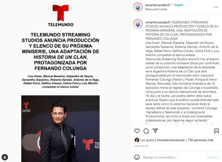 Fernando Colunga confirma su regreso a la televisión