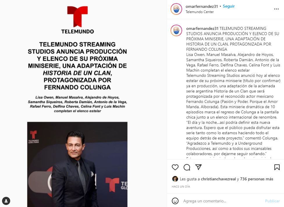 Fernando Colunga confirma su regreso a la televisión