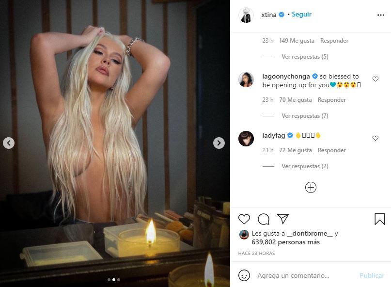 Christina Aguilera posa braless a sus 40 años