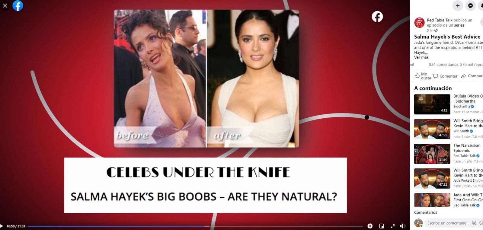 Salma Hayek confiesa que sus senos comenzaron a crecer en la menopausia