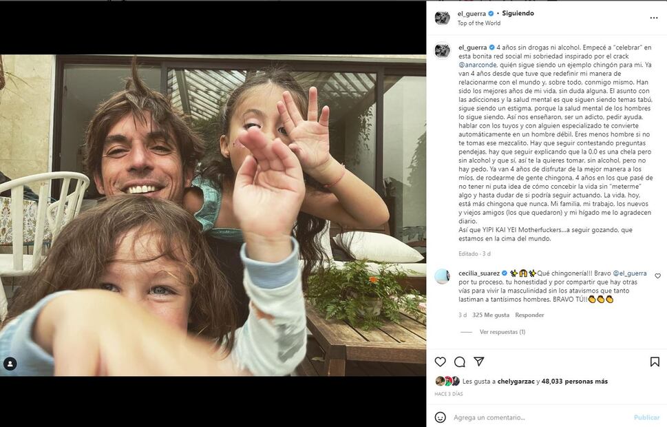 Alberto Guerra, esposo de Zuria Vega, celebra 4 años de haber vencido al alcohol y a las drogas
