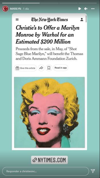 Marilyn Monroe, de Andy Warhol, podría romper récord en subasta: saldrá a la venta en 200 millones de dólares  
