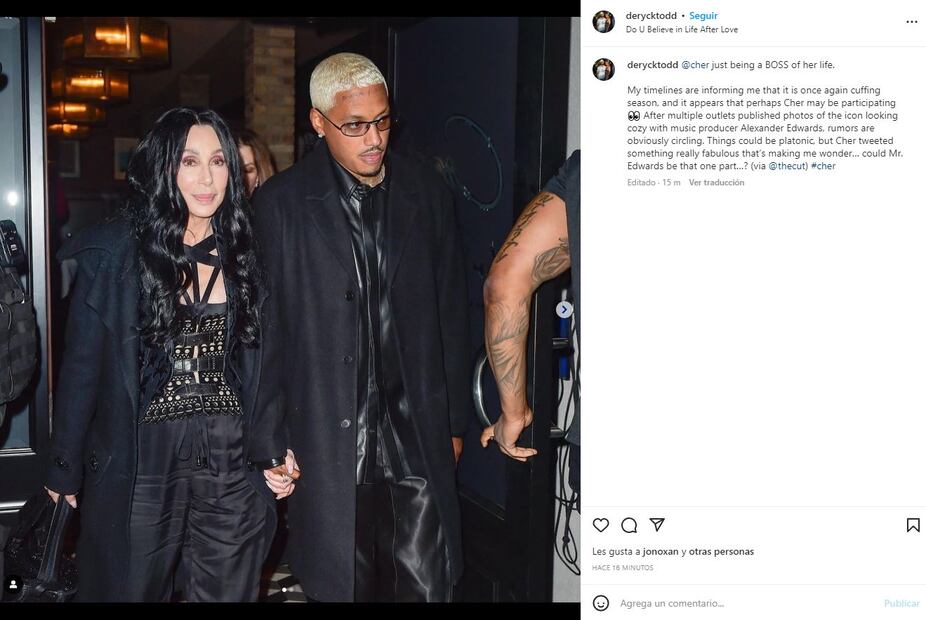 Cher, de 76 años, presume a su novio de 36 años, Alexander Edwards