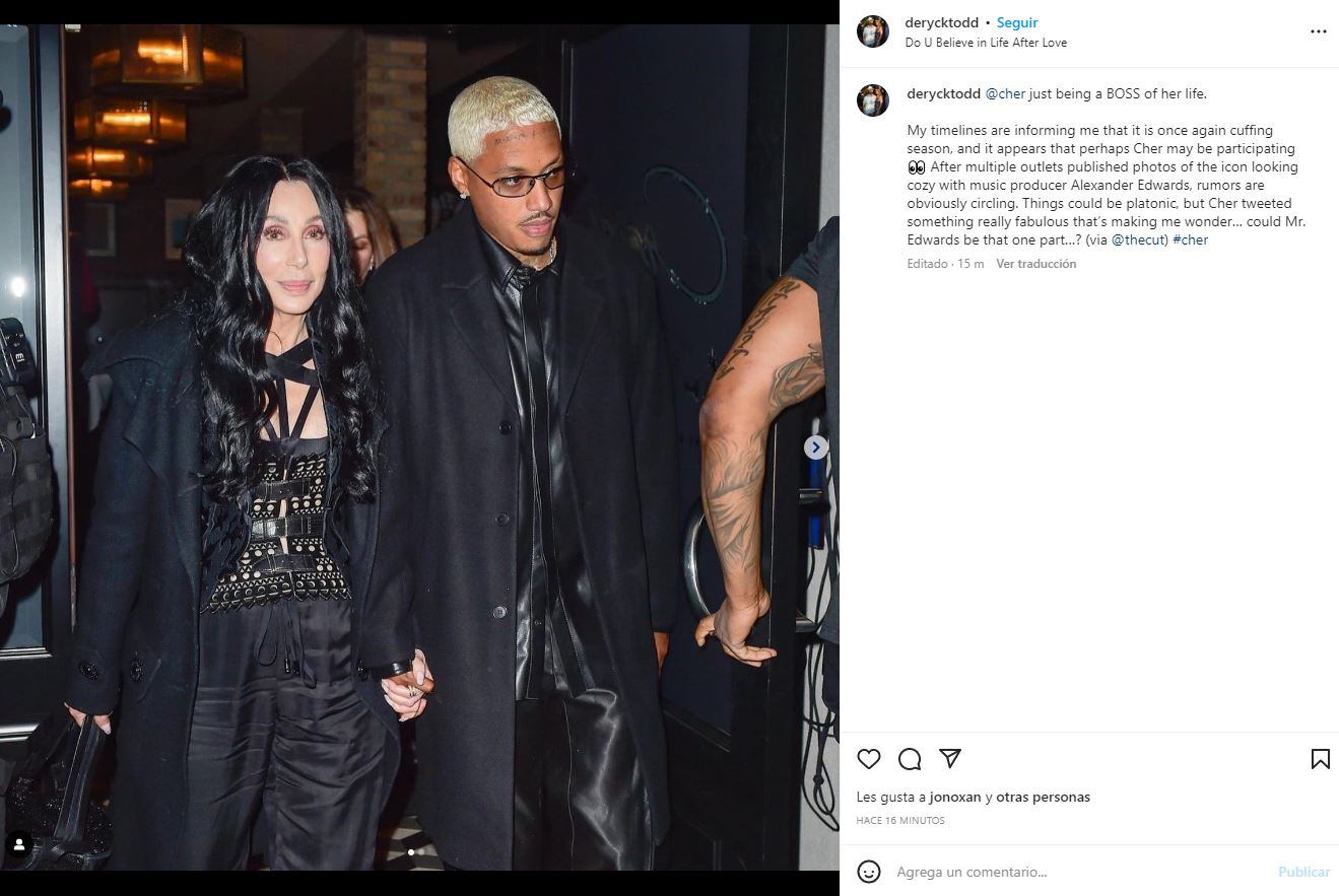 Cher, de 76 años, presume a su novio de 36 años, Alexander Edwards