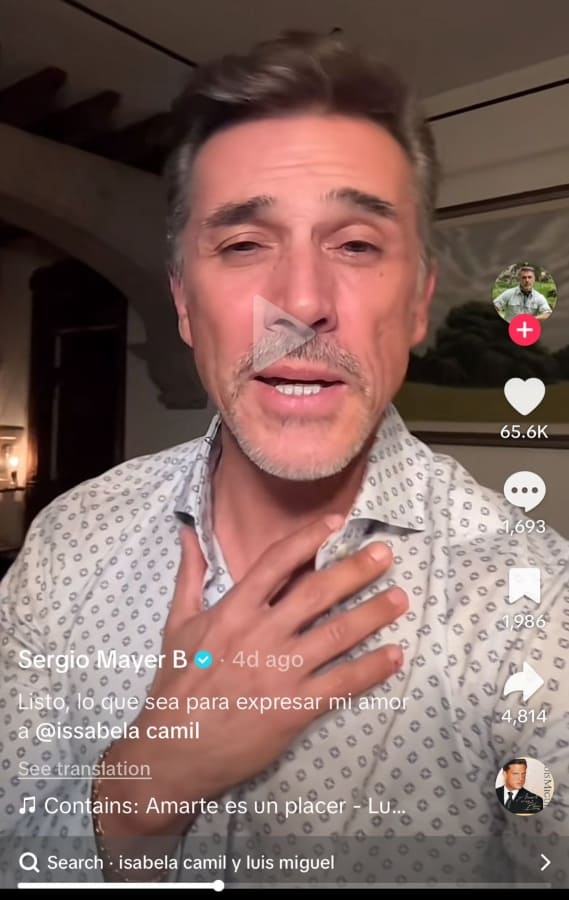 El TikTok de Sergio Mayer dedicado a Issabela Camil / Foto: Captura