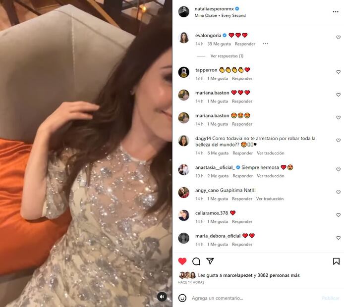 Eva Longoria dejó varios corazones a Natalia Esperón / Instagram