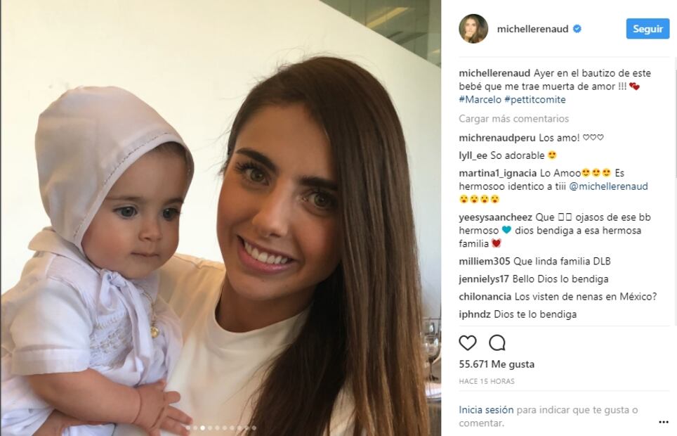 Michelle Renaud y su esposo celebraron el bautizo de su pequeño Marcelo