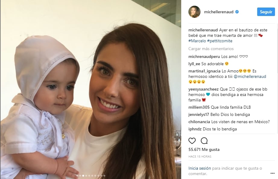 Michelle Renaud y su esposo celebraron el bautizo de su pequeño Marcelo