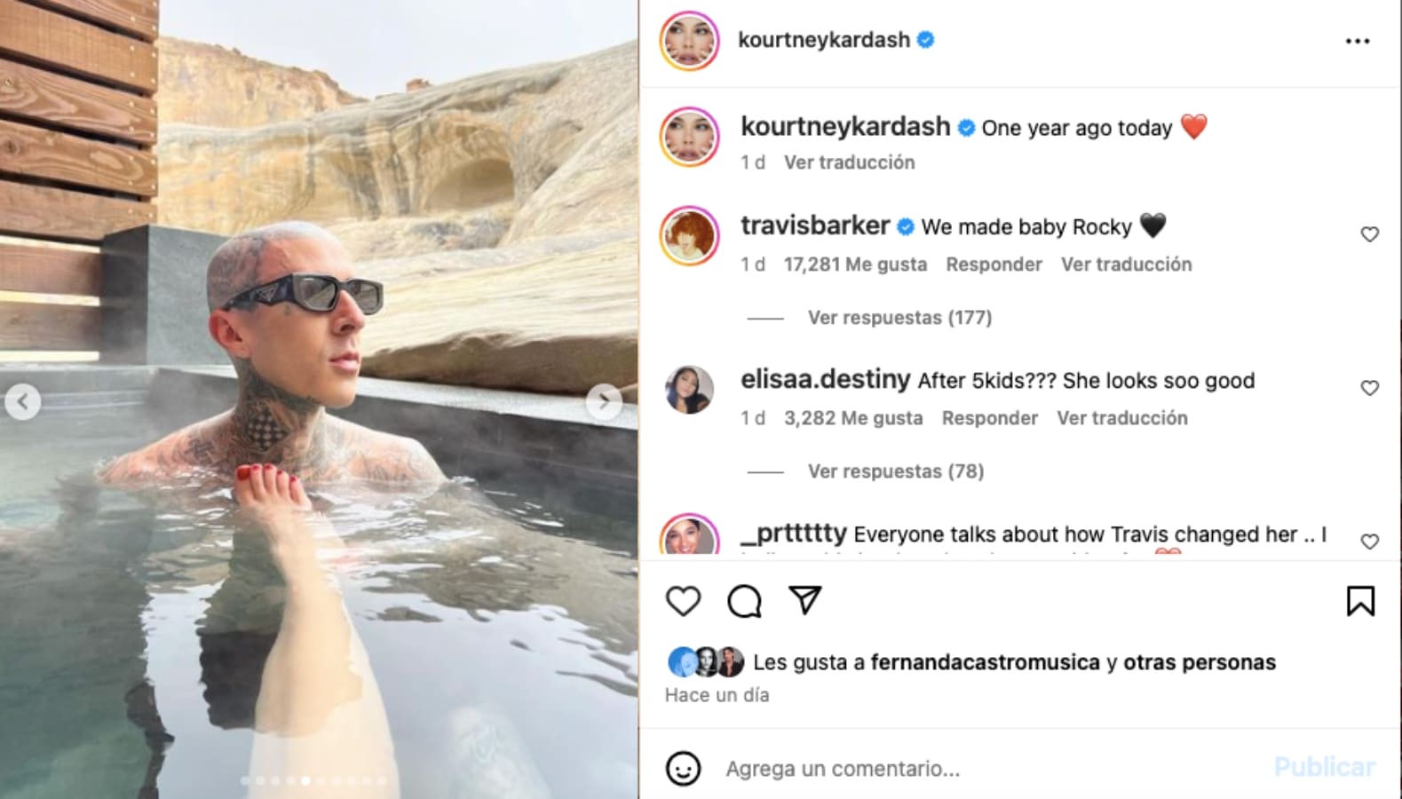 Kourtney Kardashian y su esposo Travis Barker / Instagram