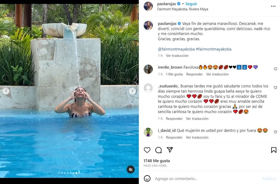 Paola Rojas disfrutando de sus vacaciones / Instagram: @paolarojas