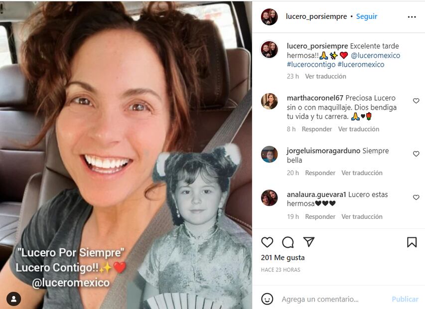 Lucero evoca su niñez con dos chonguitos tiernos y coquetos