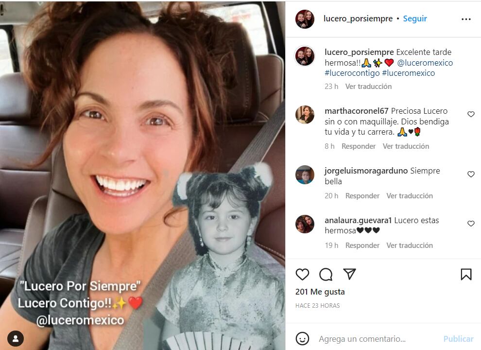 Lucero evoca su niñez con dos chonguitos tiernos y coquetos