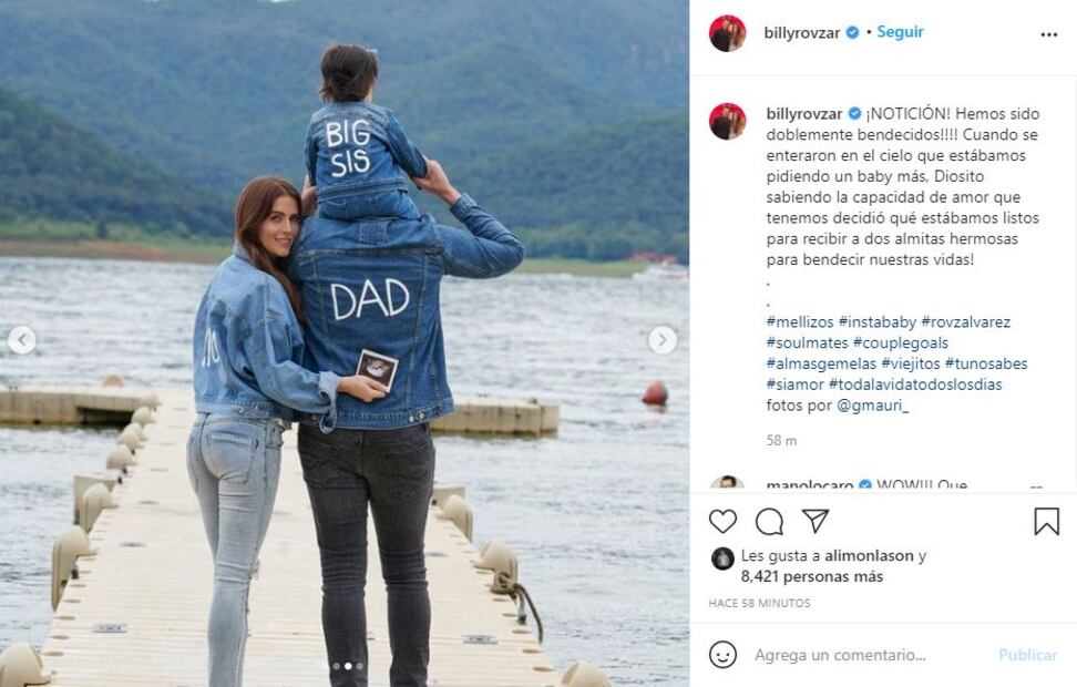 Billy Rovzar y Claudia Álvarez anuncian que esperan mellizos