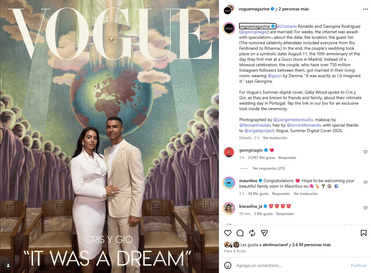 Cristiano Ronaldo y Georgina Rodríguez. (Créditos: Vogue)