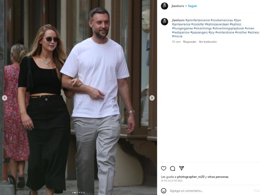 Jennifer Lawrence y su esposo Cooke Maroney / Instagram
