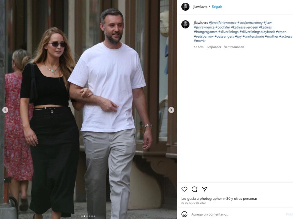Jennifer Lawrence y su esposo Cooke Maroney / Instagram