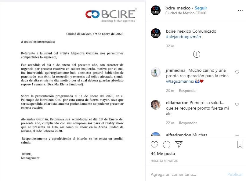 La cantante Alejandra Guzmán fue operada de emergencia en la cadera izquierda